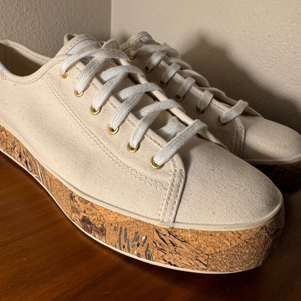 Keds Triple Kick Canvas Cork Foxing Natural Sneakers Size 7.5 - Picture 3 of 12